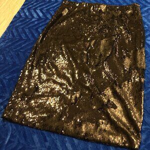 Black Sequin Midi Skirt PLUS SZ